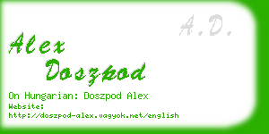 alex doszpod business card